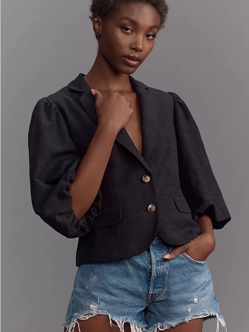 Anthropologie DOLAN Linen Balloon-Sleeve Jacket by Dolan Left Coast M NWT
